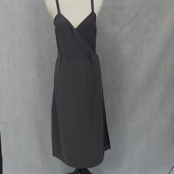 Wilfred Aritzia Astere FauxWrap Midi Dress Gray Sz M H - Picture 2 of 14